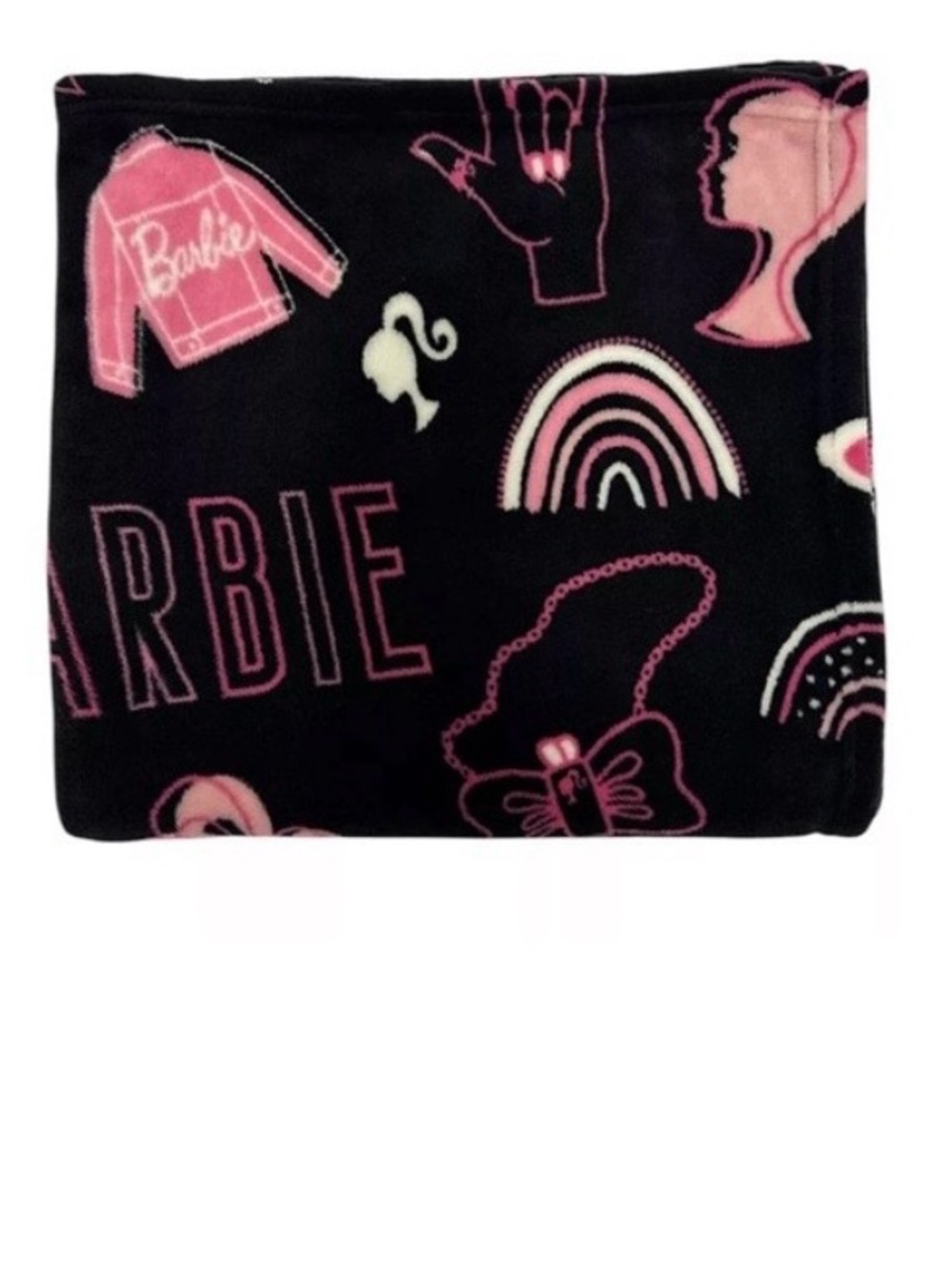 Barbie Pink and Black Icon Print Throw